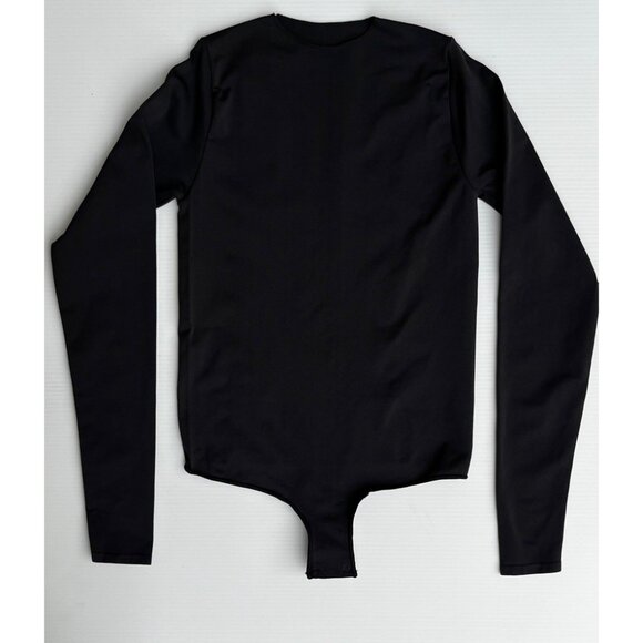 SKIMS Long Sleeve Crewneck Smoothing Thong Bodysuit Size S/M Onyx (Black) - Picture 8 of 13